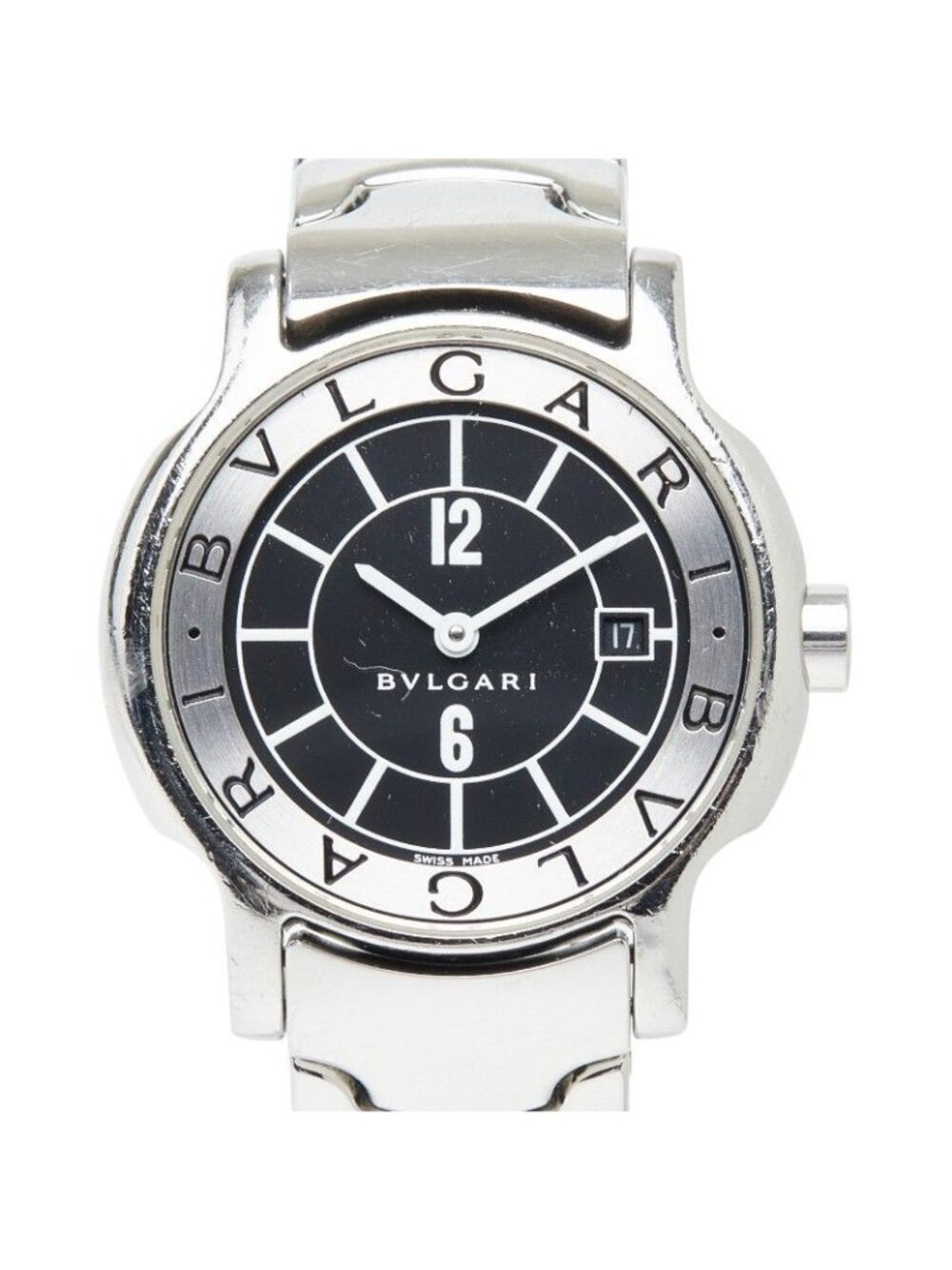 Bvlgari Solo Tempo Watch Black Silver Stainless Steel